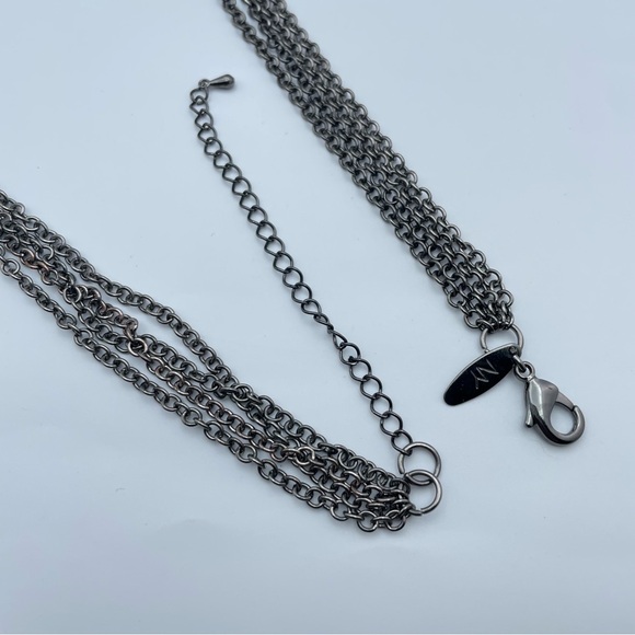 NY Gunmetal Multi-Strand Faux Pearl Necklace with Flower Accent 31”+ 3”Extender - Picture 7 of 8